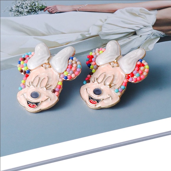 NEW COLORFUL MINNIE MOUSE FACE STUD EARRINGS - Picture 3 of 7